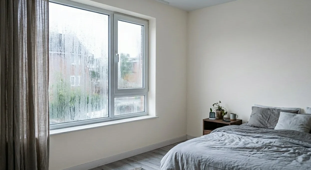 Humidité chambre condensation fenêtre mur