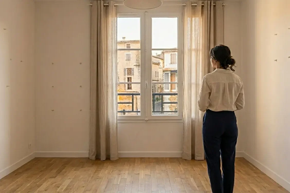 Vue d'un petit appartement vide avant emménagement — évaluer l'espace disponible
